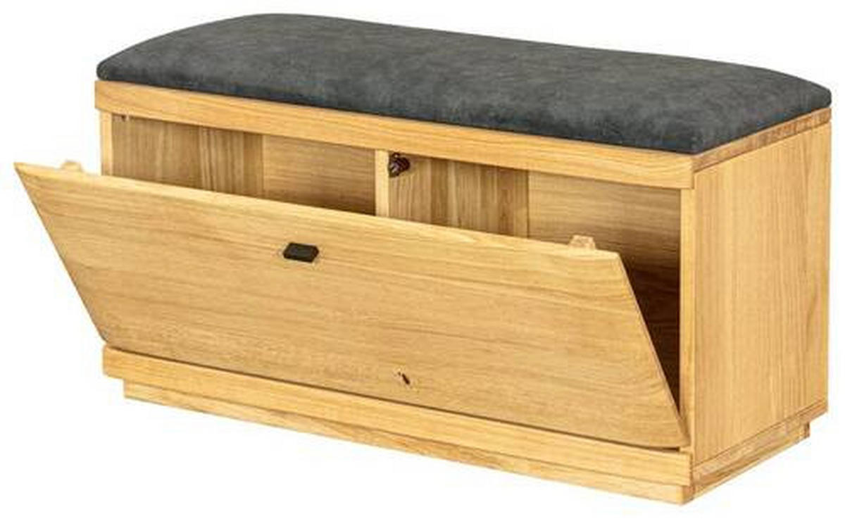 GARDEROBENBANK  in 90,8/43,8/38 cm  - Eichefarben/Anthrazit, Natur, Holz/Textil (90,8/43,8/38cm) - Linea Natura