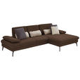 ECKSOFA in Chenille, Mikrofaser Dunkelbraun  - Dunkelbraun/Schwarz, Design, Textil/Metall (299/157cm) - Dieter Knoll