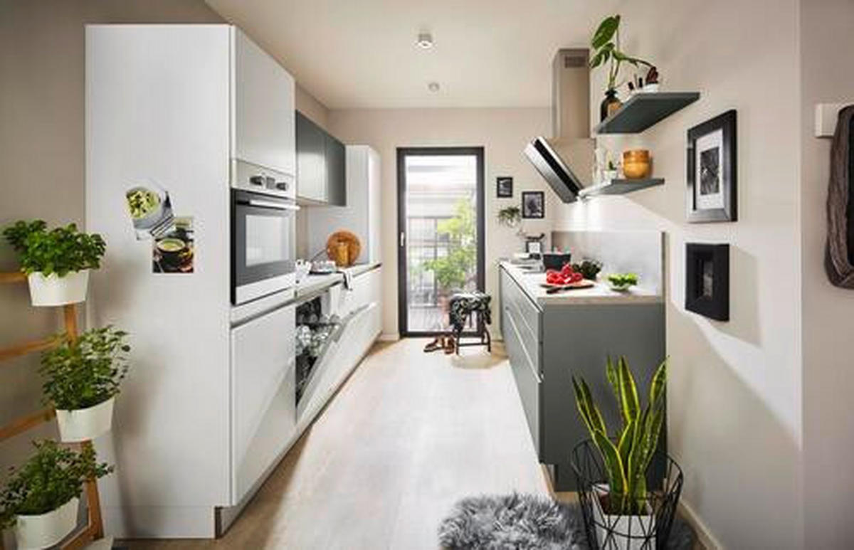 EINBAUKÜCHE   - Weiss/Grau, Design, Holzwerkstoff - Dieter Knoll