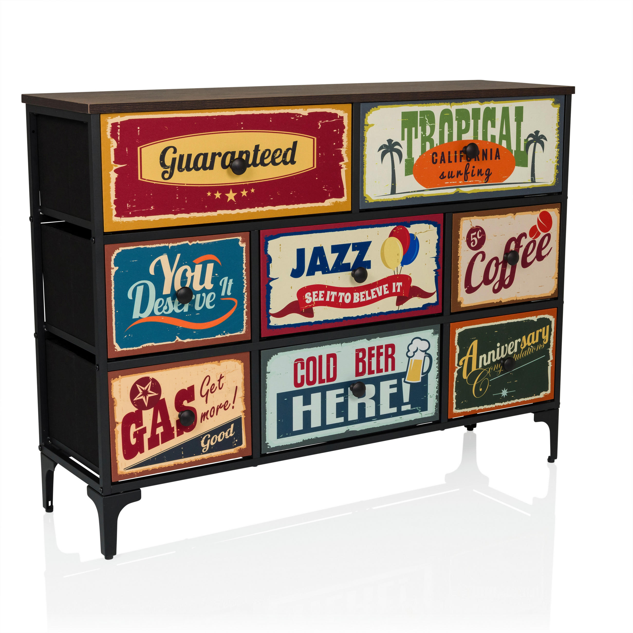 KOMMODE  in  - Multicolor/Schwarz, MODERN, Holzwerkstoff/Textil (102,5/77,5/30cm) - MID.YOU