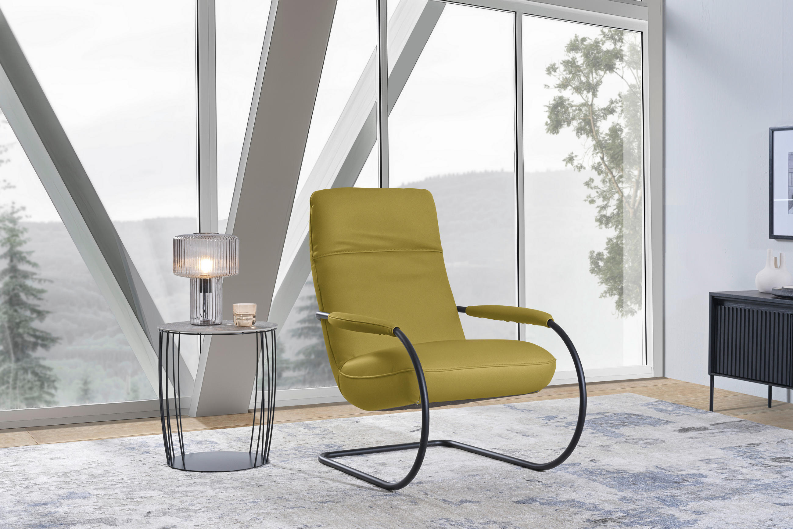 SESSEL in Echtleder Hellgrün  - Schwarz/Hellgrün, Design, Leder/Metall (80/104/99cm) - Koinor