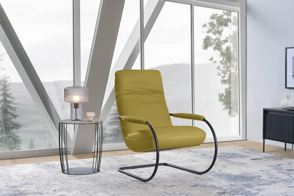 SESSEL in Echtleder Hellgrün  - Schwarz/Hellgrün, Design, Leder/Metall (80/104/99cm) - Koinor