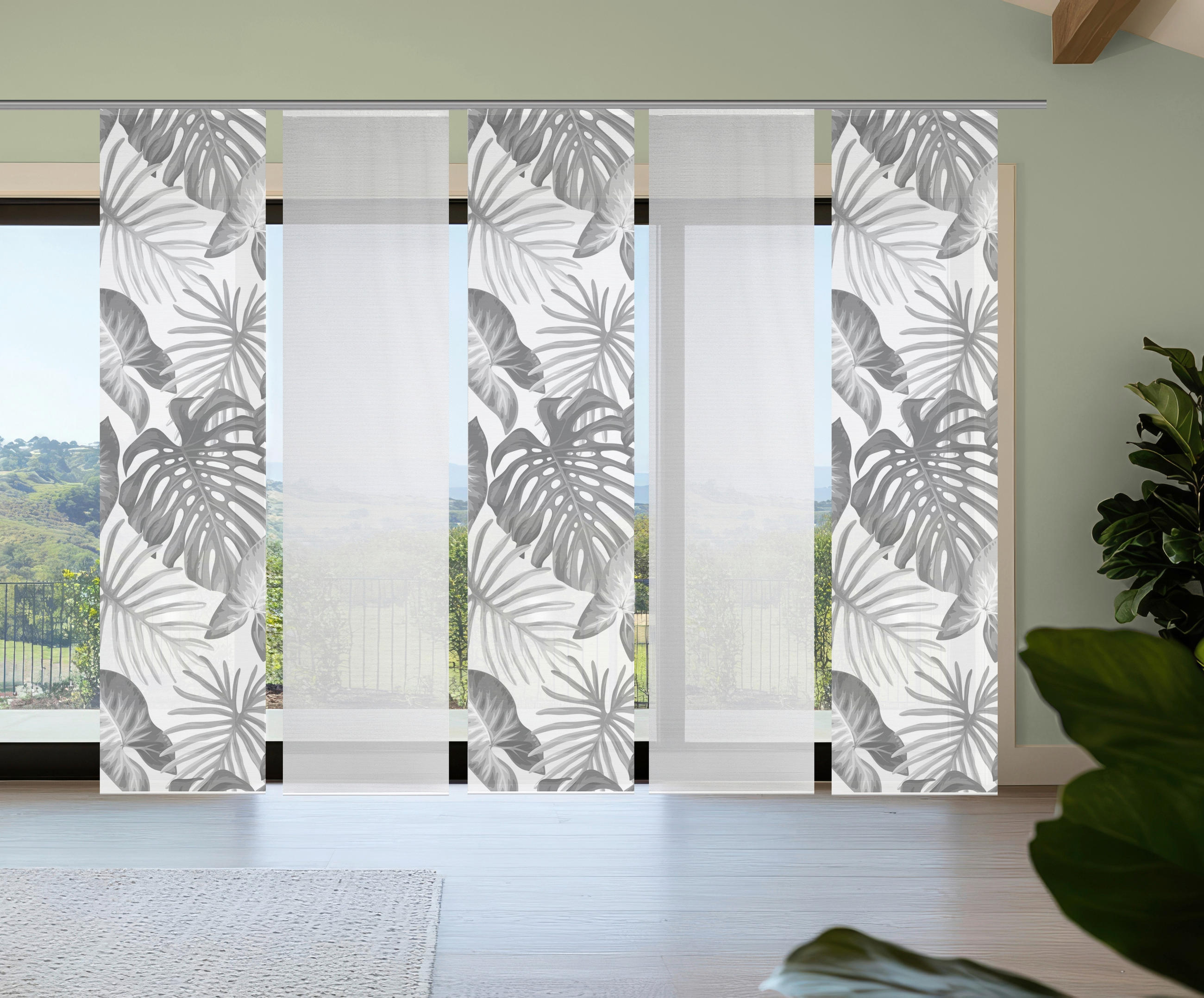 FLÄCHENVORHANG  5 Stück  blickdicht  60/260 cm   - Weiß/Grau, Natur, Textil (60/260cm)