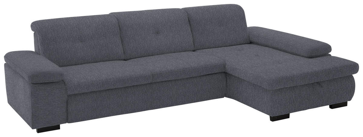 ECKSOFA in Flachgewebe Anthrazit  - Anthrazit/Schwarz, Design, Textil/Metall (297/174cm) - Beldomo Style