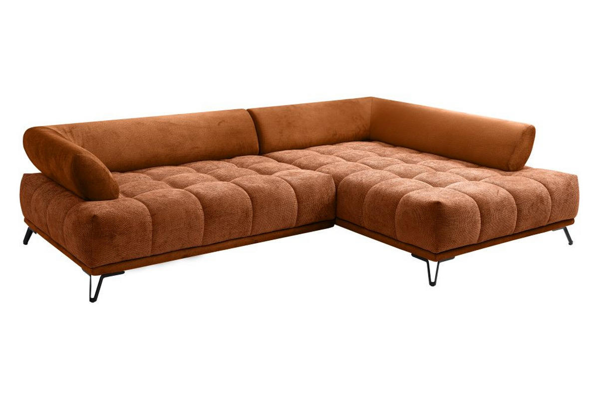 ECKSOFA in Chenille Kupferfarben  262/184 cm  - Schwarz/Kupferfarben, MODERN, Textil/Metall (262/184cm) - MID.YOU