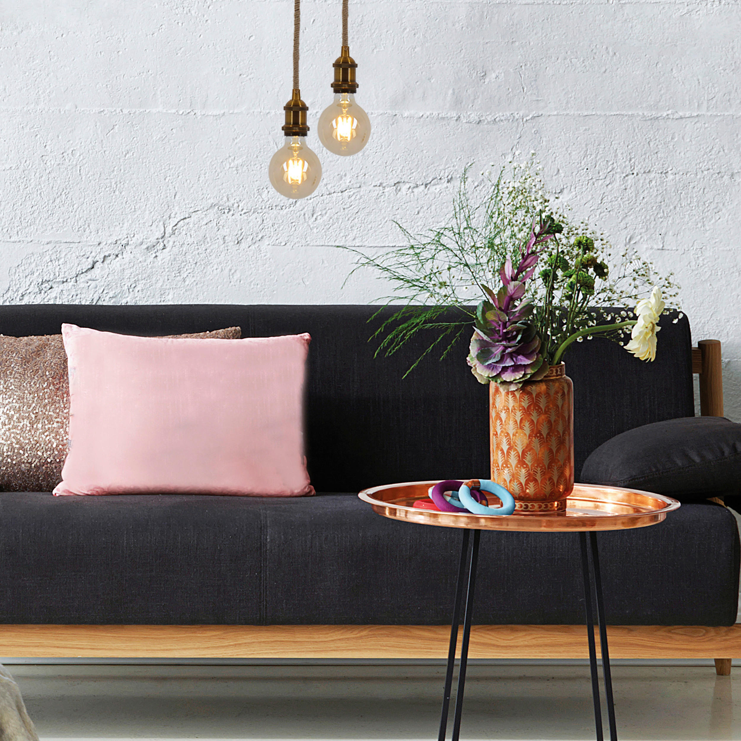 HÄNGELEUCHTE 15/90 cm   - Messingfarben/Schwarz, KONVENTIONELL, Naturmaterialien/Metall (15/90cm) - Näve