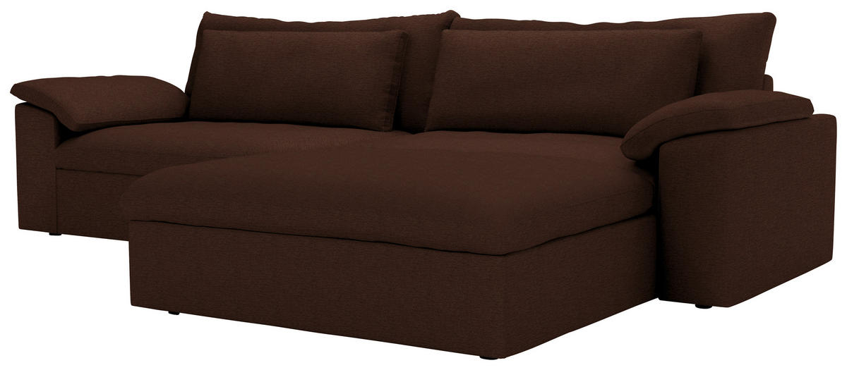 ECKSOFA  Chenille Dunkelbraun  - Dunkelbraun/Schwarz, Modern, Kunststoff/Textil (306/198cm) - Carryhome