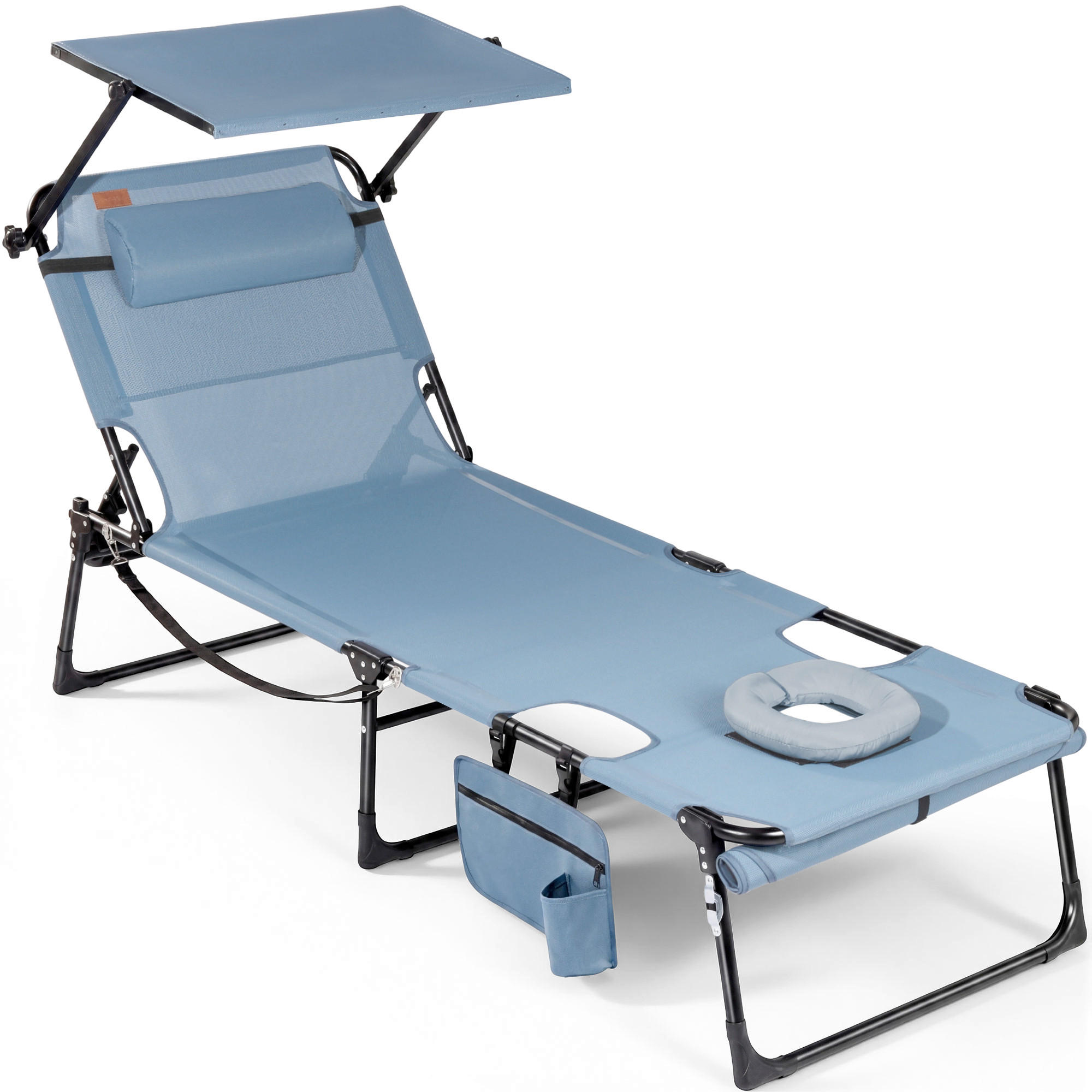 SONNENLIEGE 200/34/70 cm  - Blau/Dunkelgrau, Basics, Textil/Metall (200/34/70cm) - Modante