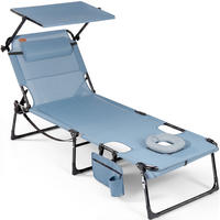SONNENLIEGE 200/34/70 cm  - Blau/Dunkelgrau, Basics, Textil/Metall (200/34/70cm) - Modante