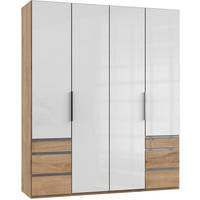 DREHTÜRENSCHRANK in Weiss, Eichefarben  - Chromfarben/Weiss, Modern, Glas/Holzwerkstoff (200/236/58cm) - MID.YOU