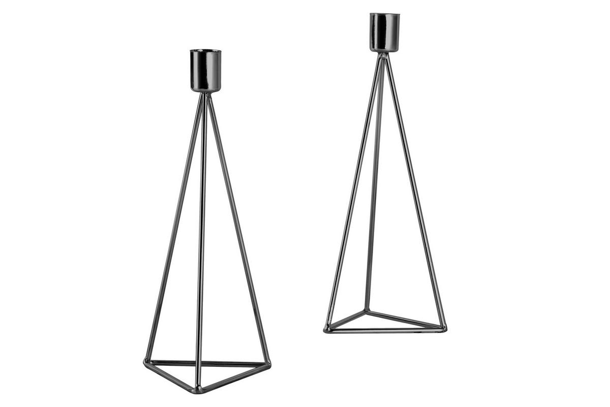 KERZENHALTER-SET - Schwarz, Basics, Metall (9,5/24,2cm) - Echtwerk