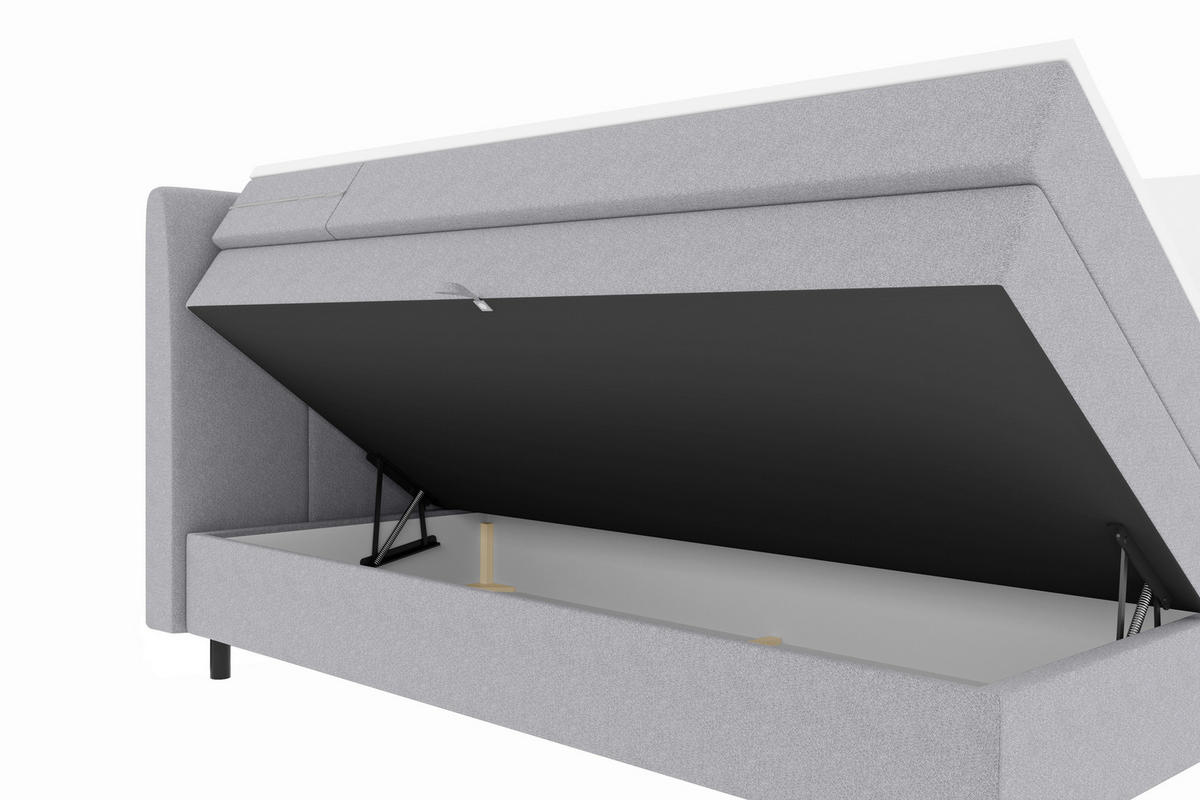 BOXSPRINGBETT 180/200 cm  in Hellgrau  - Hellgrau/Schwarz, KONVENTIONELL, Textil/Metall (180/200cm) - Boxxx