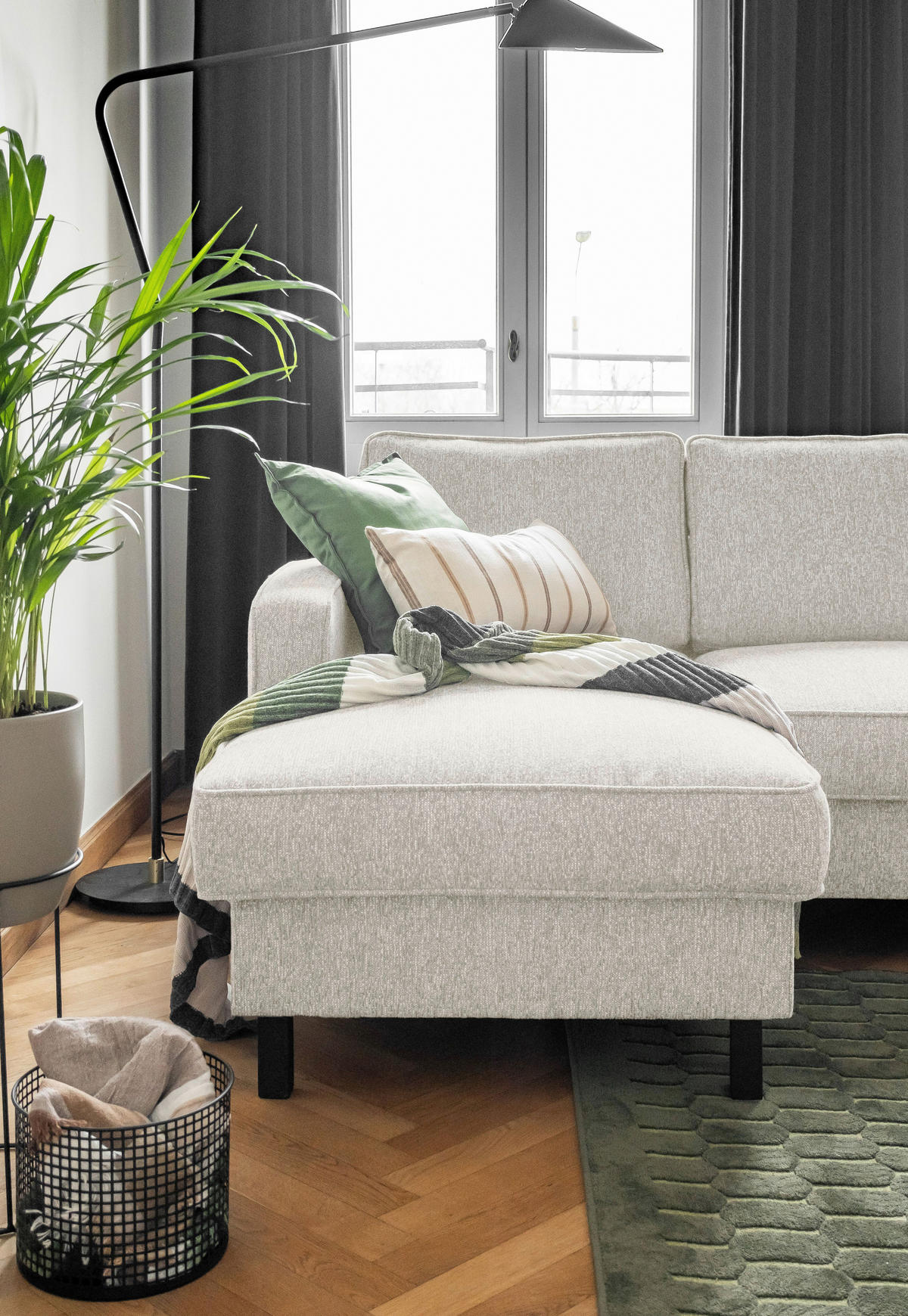 ECKSOFA in Struktur Beige  - Beige/Schwarz, Holz/Textil (148/228cm) - MID.YOU