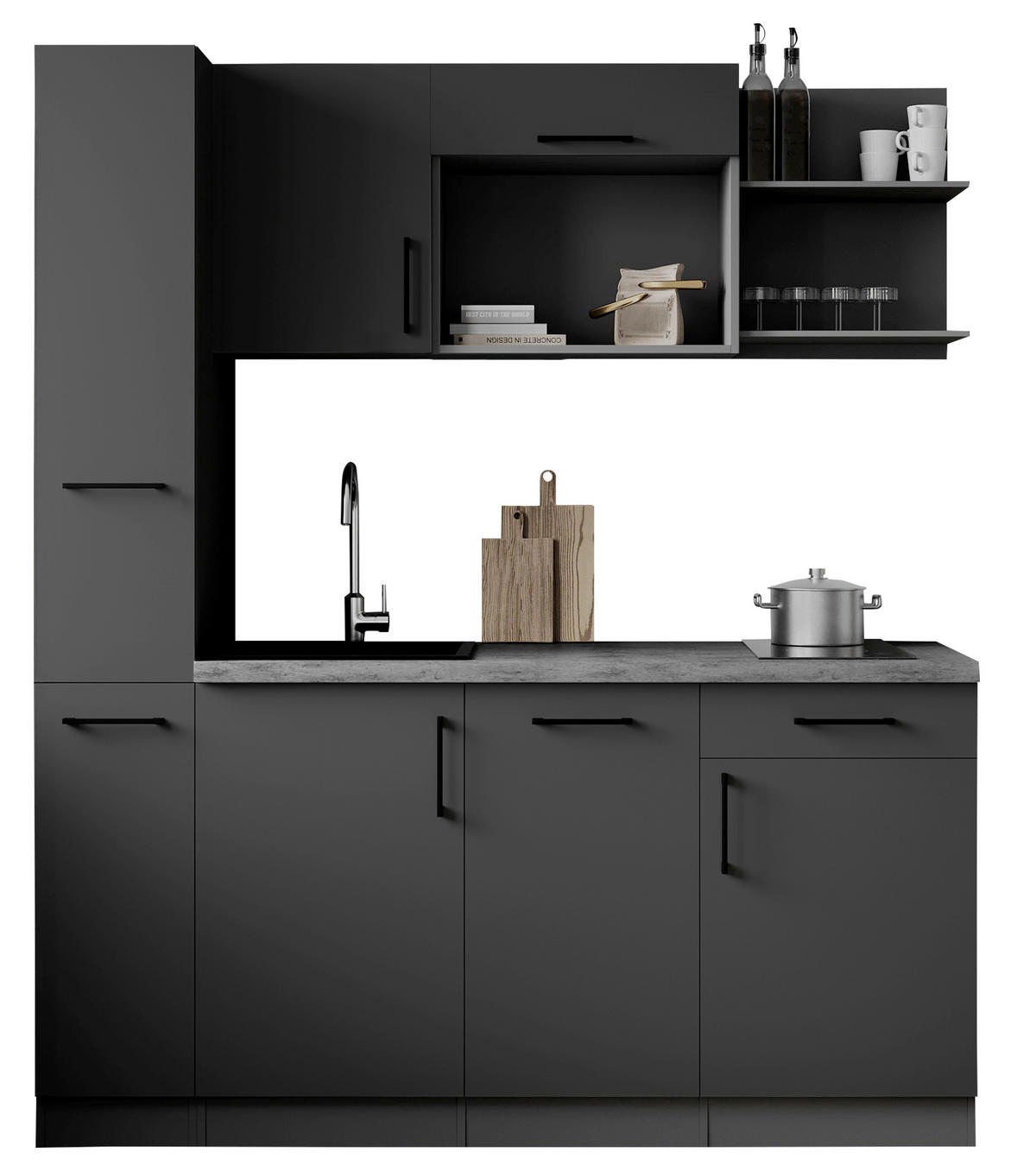 MODULKÖK 175 cm   i grå  - grå, Trend, metall/trämaterial (175cm) - Respekta