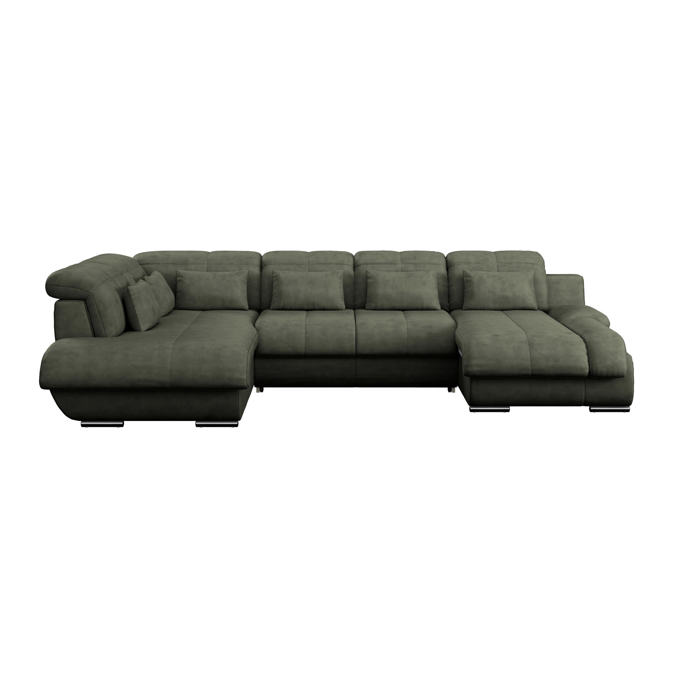 WOHNLANDSCHAFT Dunkelgrün Mikrofaser  - Chromfarben/Dunkelgrün, MODERN, Textil/Metall (228/345/184cm) - MID.YOU