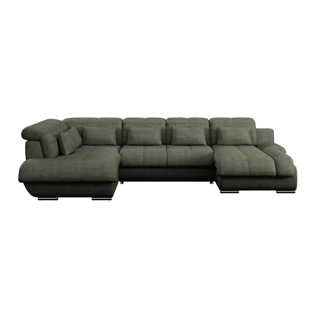 WOHNLANDSCHAFT Dunkelgrün Mikrofaser  - Chromfarben/Dunkelgrün, MODERN, Textil/Metall (228/345/184cm) - MID.YOU