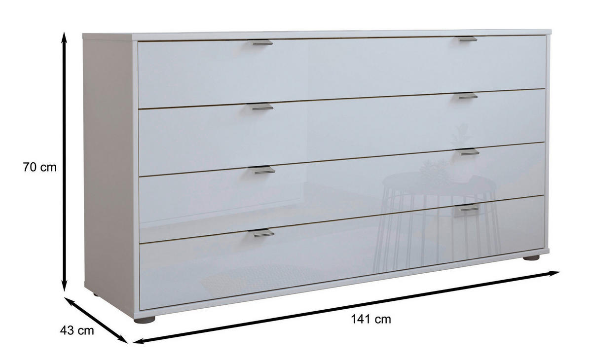SIDEBOARD  in 141/70/43 cm  - Chromfarben/Schwarz, KONVENTIONELL, Glas/Holzwerkstoff (141/70/43cm) - Dieter Knoll