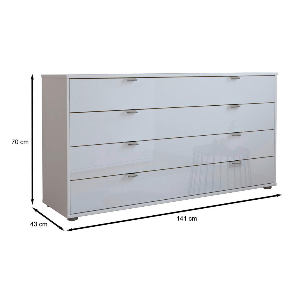Thumbnail - Dieter Knoll Sideboard, Weiß, Metall, 4 Schubladen, 141x70x43 cm, Made in Germany, Goldenes M, ISO 9001, stehend, Typena...