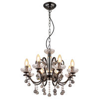 KRONLEUCHTER 52/125 cm    - Klar/Schwarzchrom, Konventionell, Glas/Metall (52/125cm) - Globo