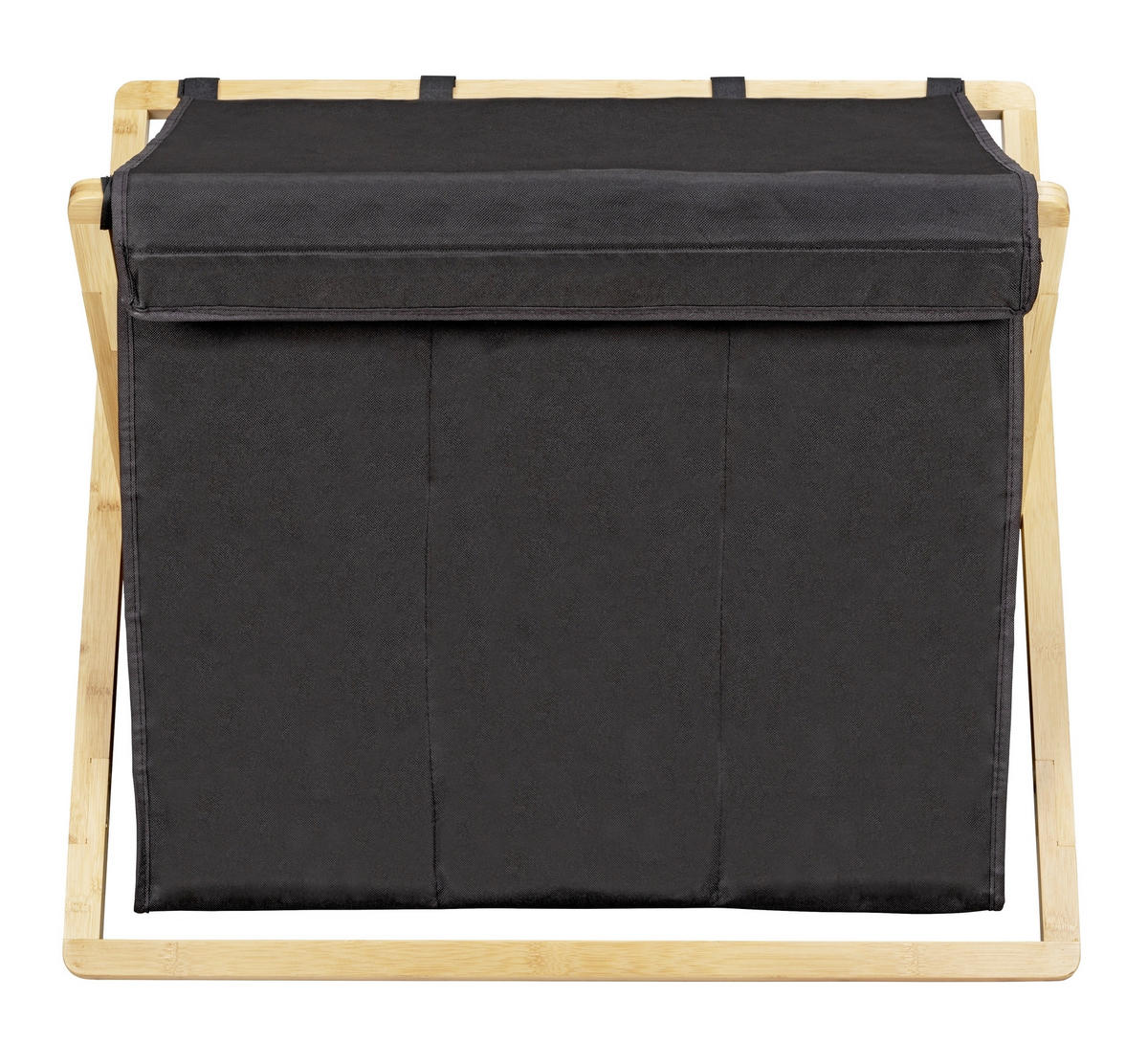 WÄSCHEKORB - Schwarz/Braun, KONVENTIONELL, Holz/Textil (69/56,5/33cm) - Wenko