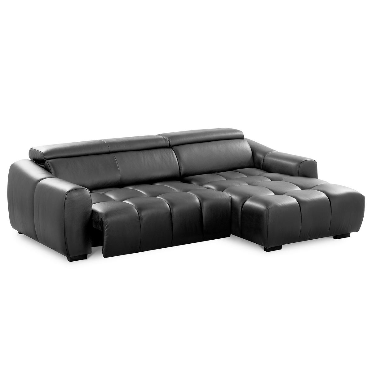 ECKSOFA  Echtleder Anthrazit  - Anthrazit/Schwarz, Design, Leder/Kunststoff (274/177cm) - Livetastic