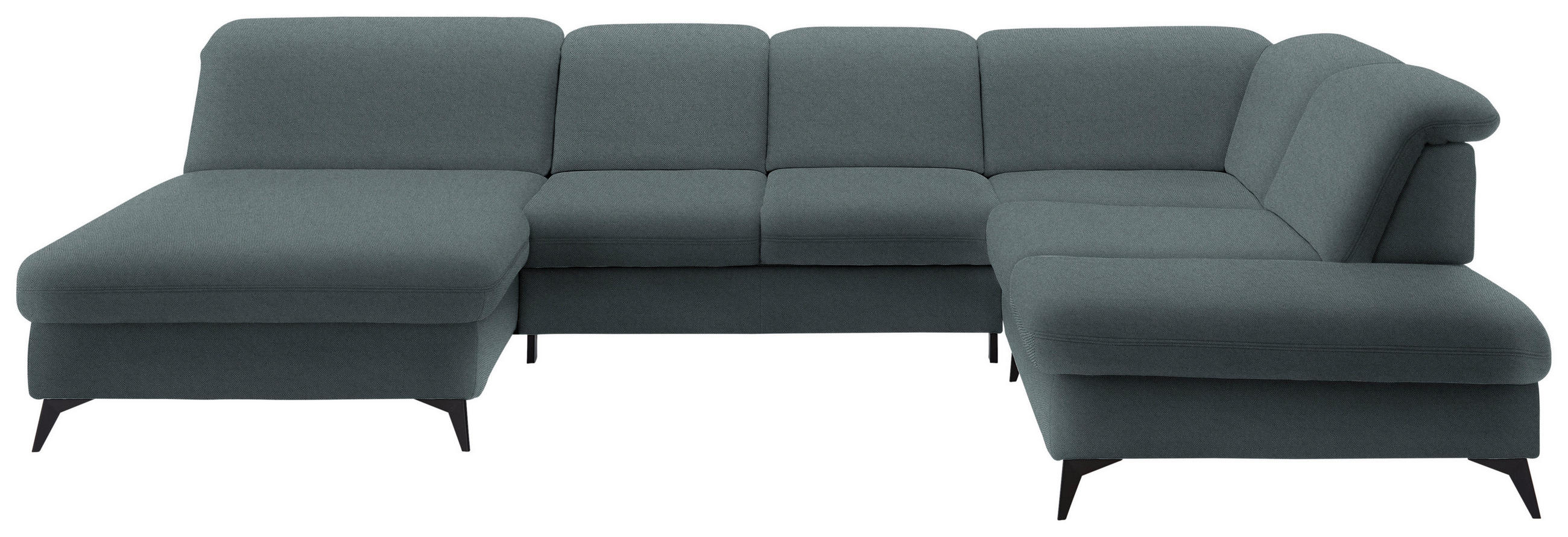 WOHNLANDSCHAFT  in Chenille Blau  - Blau/Schwarz, Design, Textil/Metall (198/369/255cm) - Beldomo Style