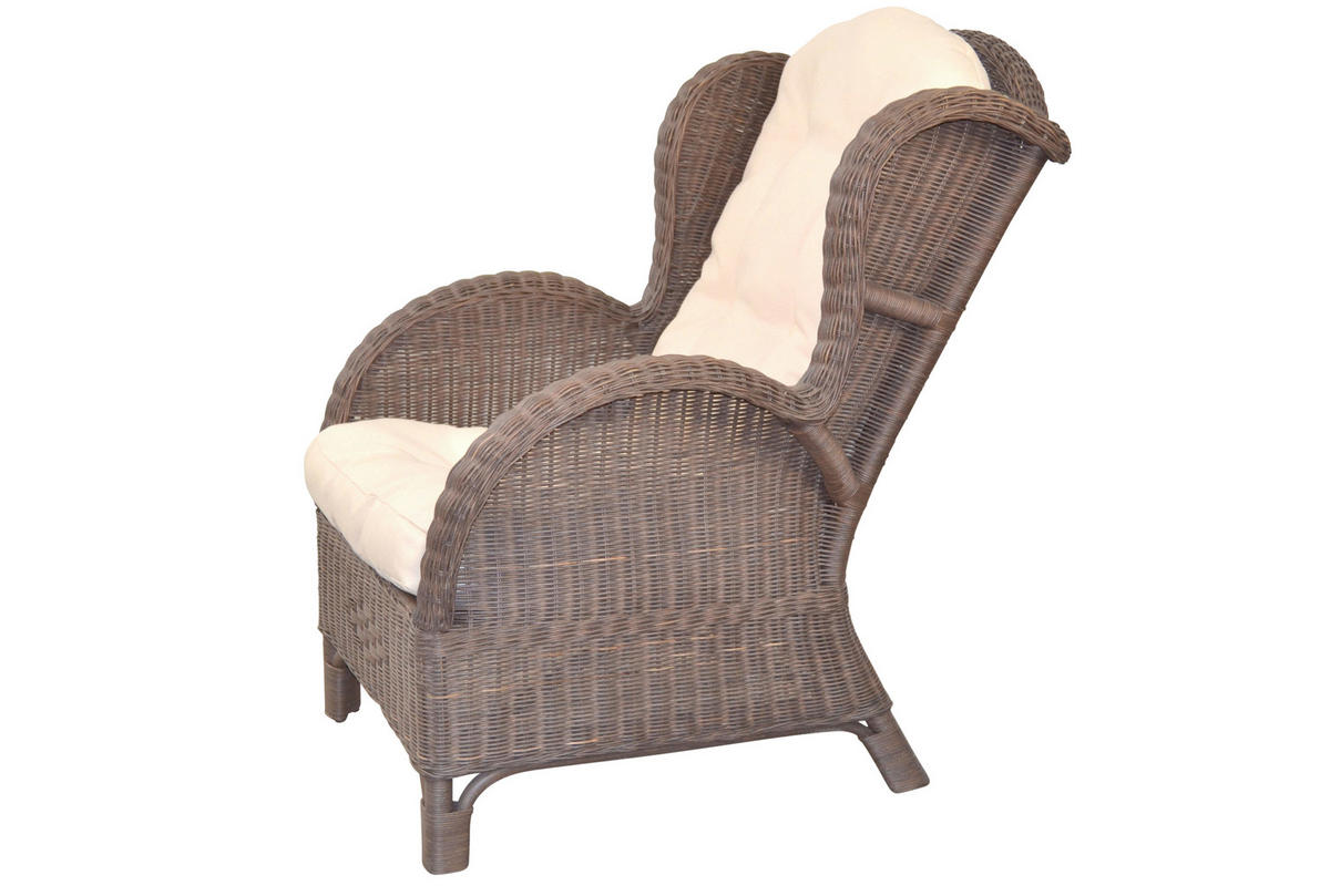 SESSEL Braun    - Creme/Braun, Natur, Holz/Textil (89/66/96cm) - MID.YOU