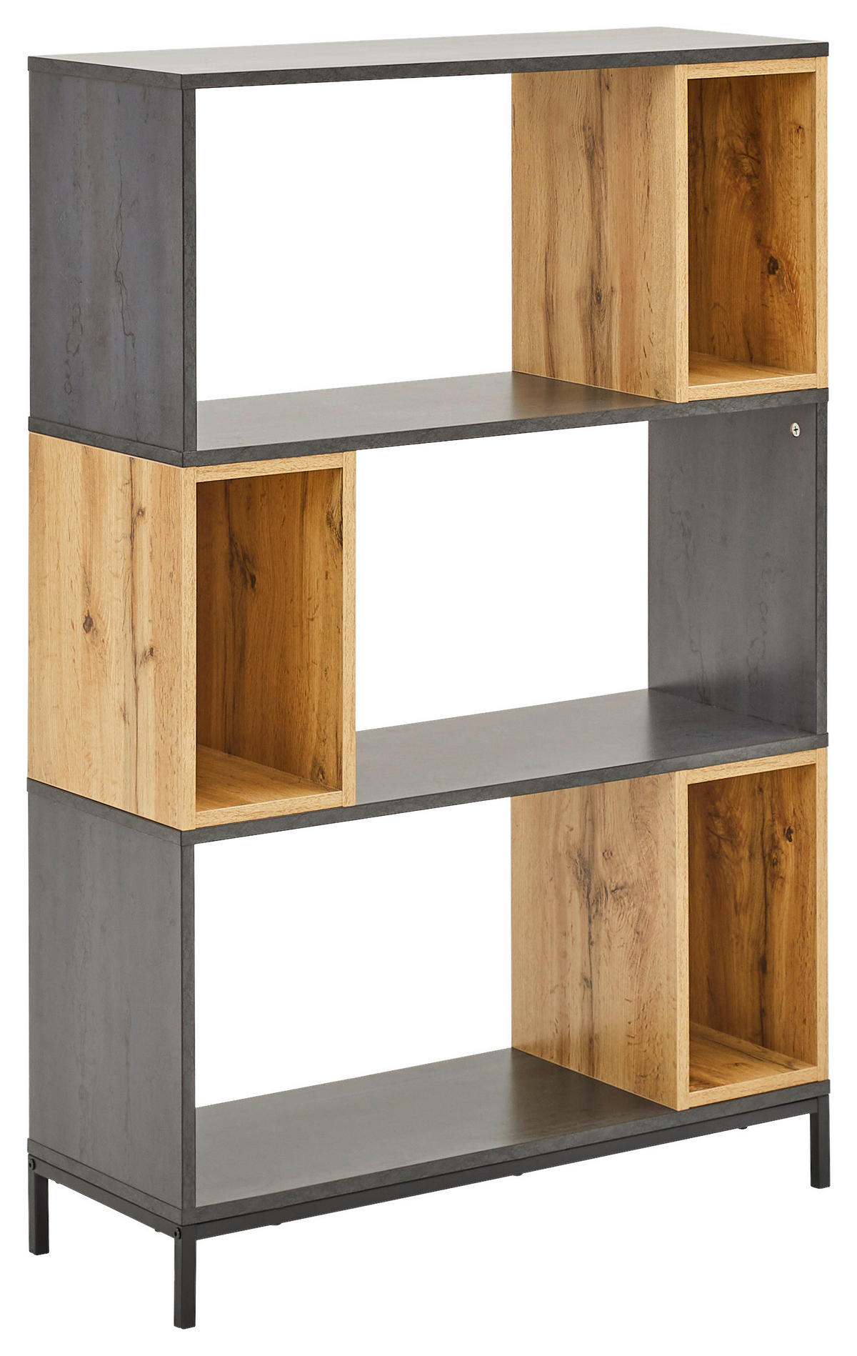 REGAL Schwarz, Eichefarben, Dunkelgrau  - Eichefarben/Dunkelgrau, Design, Holzwerkstoff/Metall (80/121,1/30cm) - Carryhome