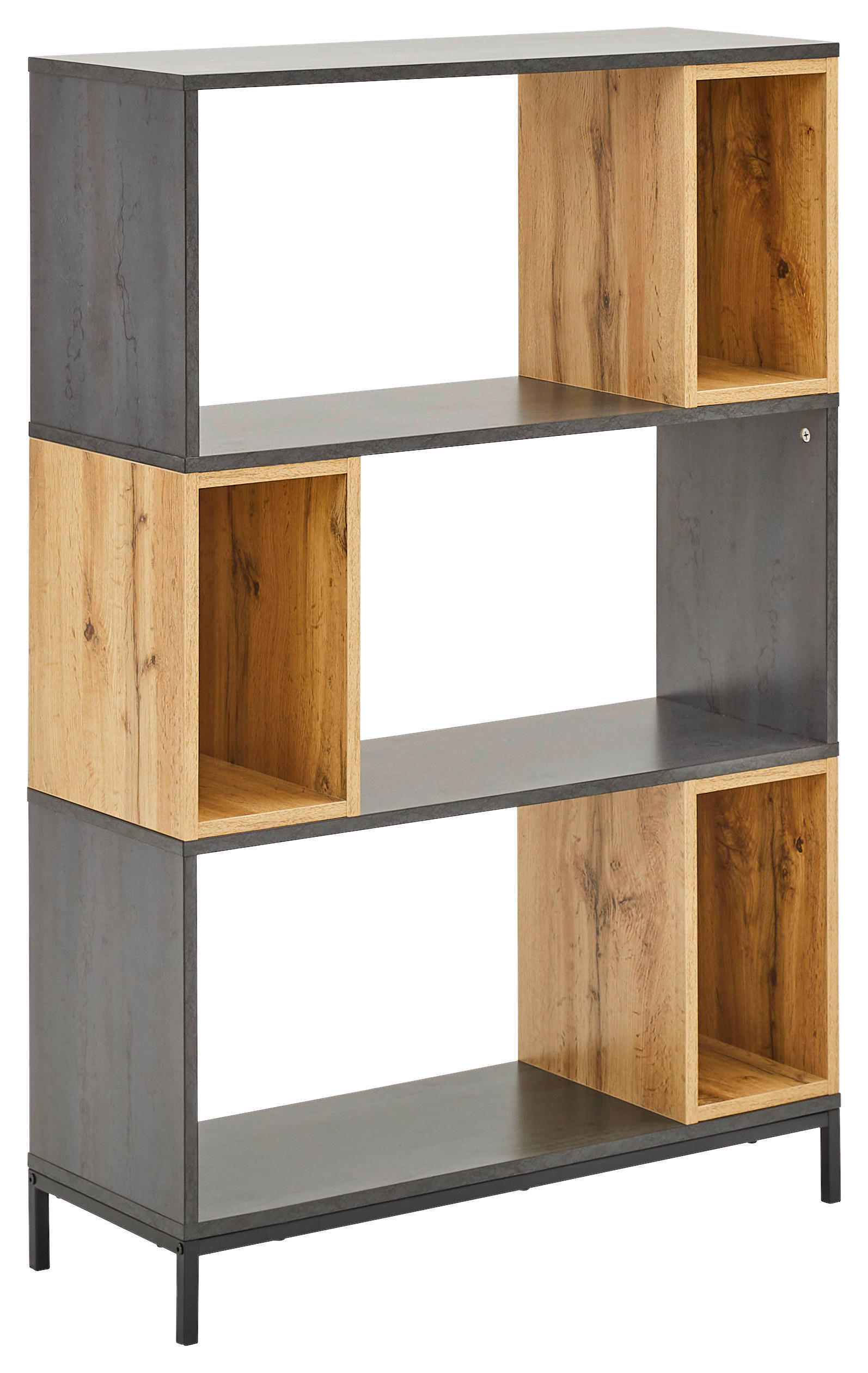 E-shop Carryhome REGÁL, čierna, farba duba, tmavosivá, železo, 80/121,1/30 cm