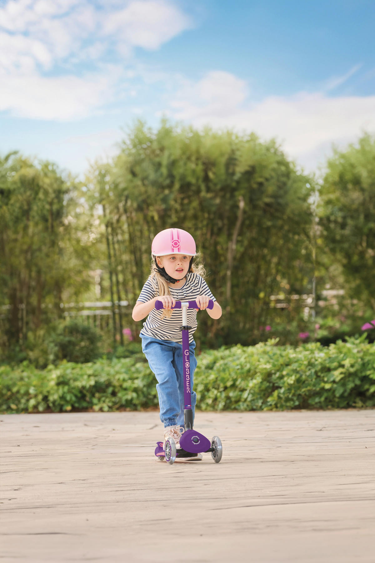 KINDERSCOOTER PRIMO FOLDABLE PLUS LIGHTS  - Hellrosa/Lila, LIFESTYLE, Kunststoff (57,5/28/82,5cm) - GLOBBER