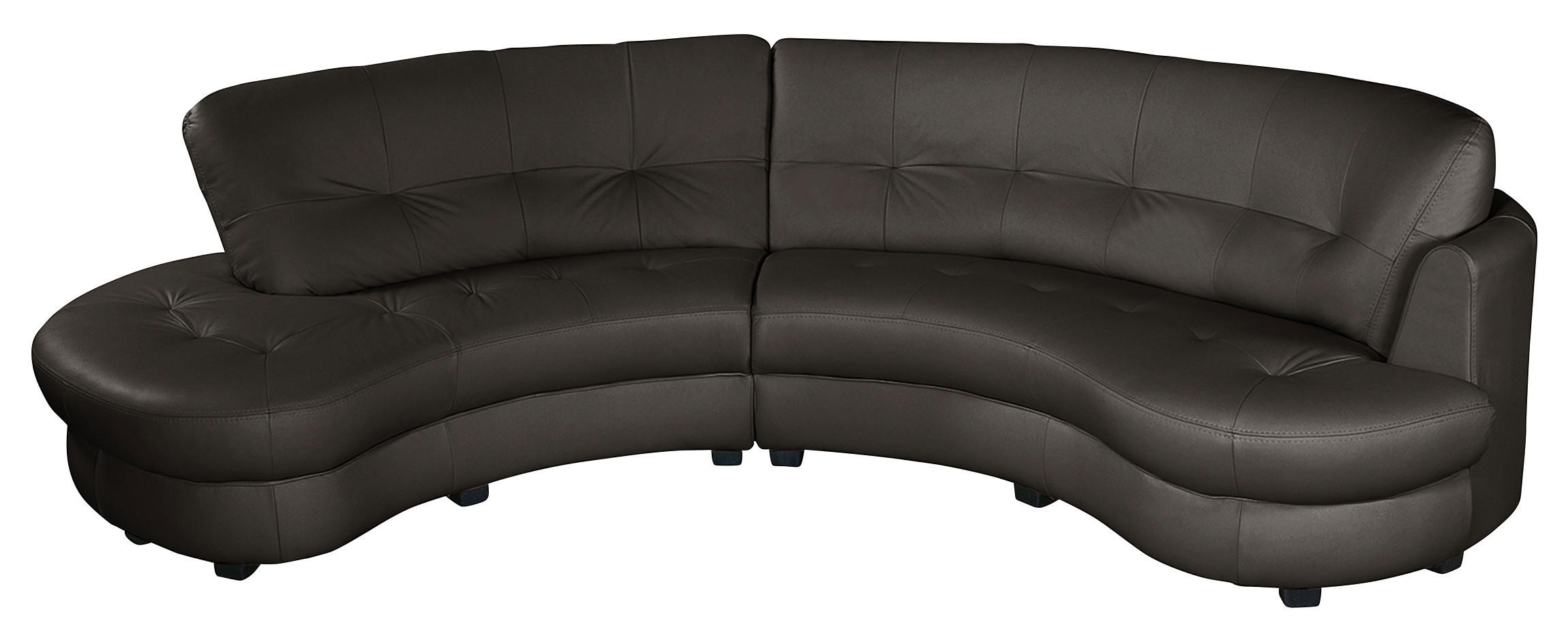 ECKSOFA Dunkelbraun Echtleder Lederlook  - Dunkelbraun/Schwarz, Design, Leder/Kunststoff (113/300cm) - Livetastic