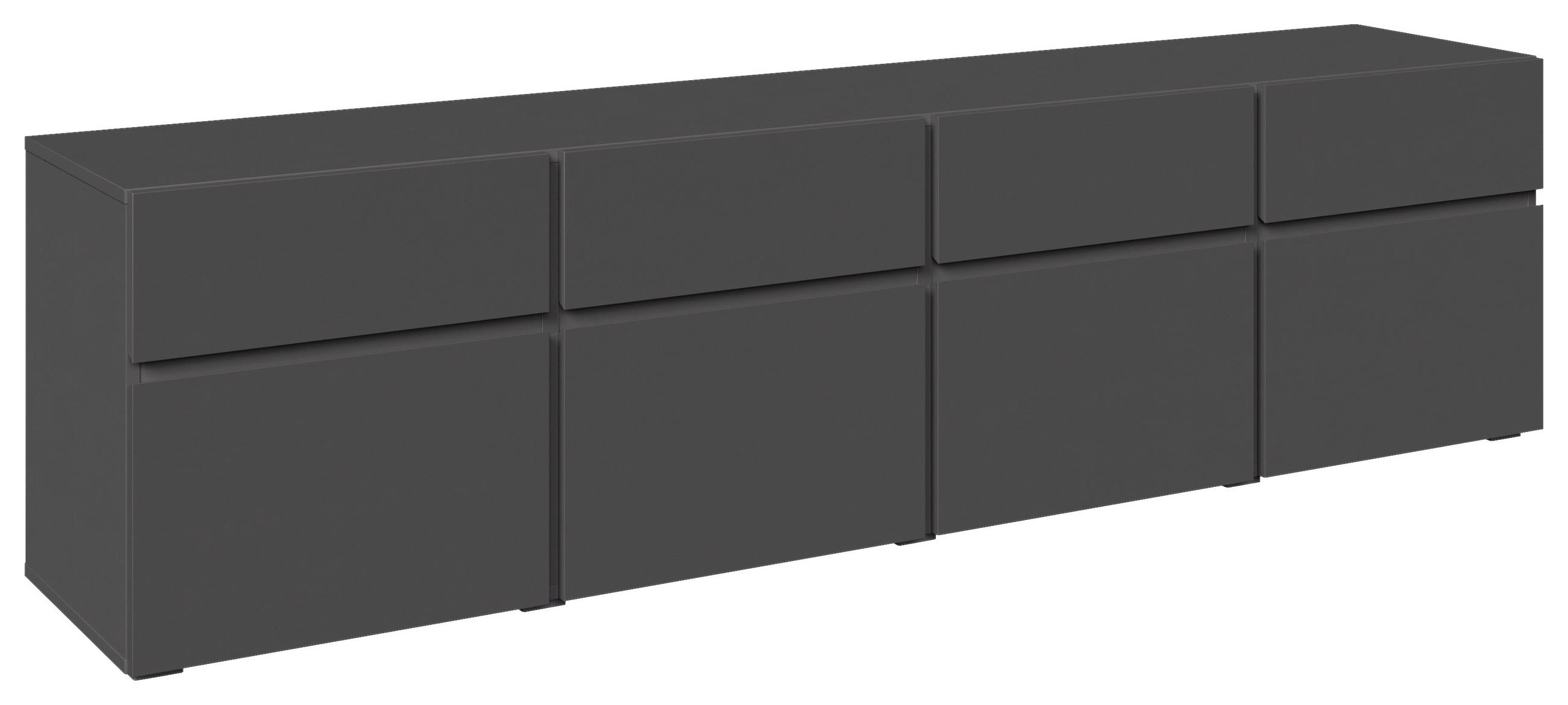 LOWBOARD  200/52,8/40 cm 4 Schublade(n) stehend, in verschiedenen Holzdekoren erhältlich  - Anthrazit/Schwarz, Design, Holzwerkstoff (200/52,8/40cm) - Xora