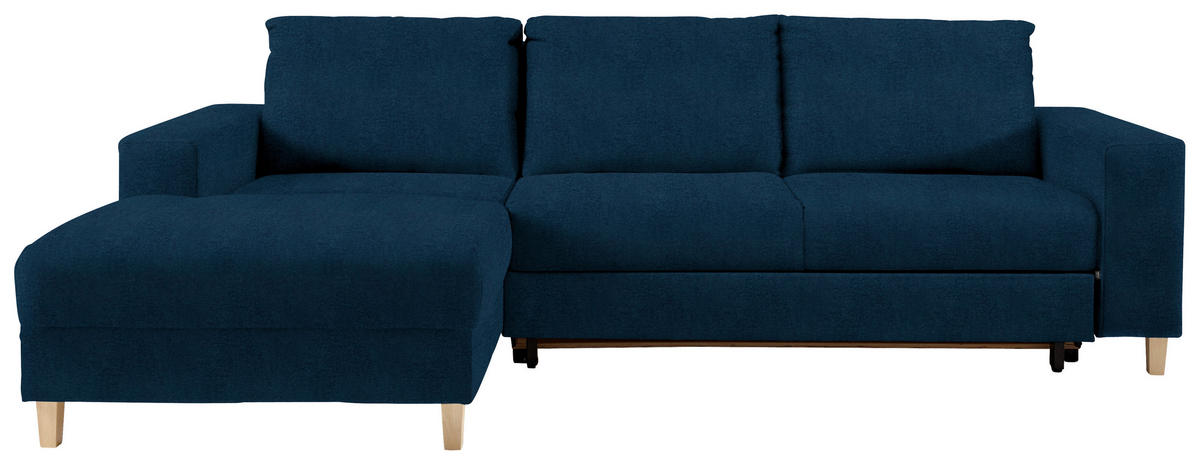 ECKSOFA Dunkelblau Samt  - Buchefarben/Dunkelblau, Design, Holz/Textil (160/260cm) - Ti'me