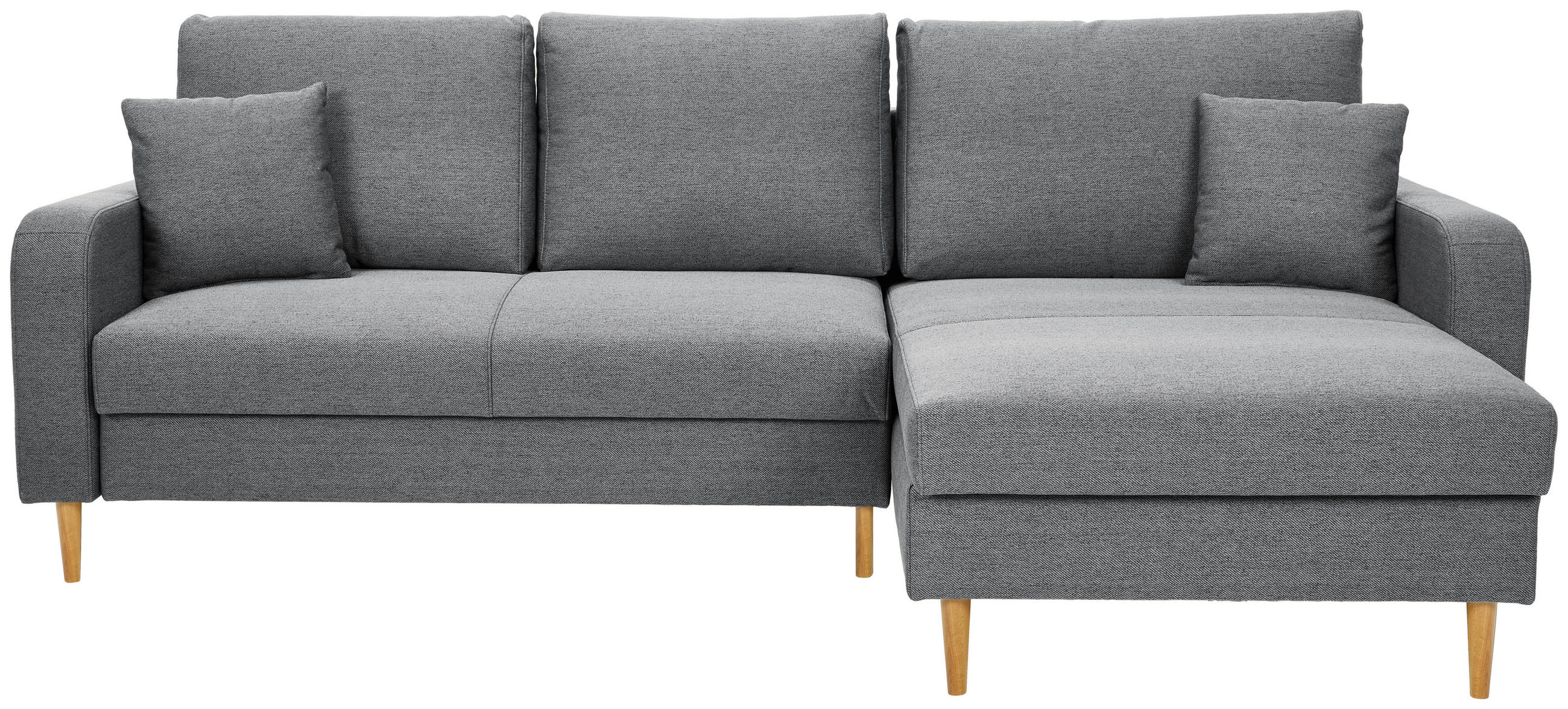 ECKSOFA in Flachgewebe Grau - Eiche Wotan/Grau, Konventionell, Holz/Textil (255/157cm) - Carryhome