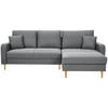 ECKSOFA in Flachgewebe Grau  - Eiche Wotan/Grau, Konventionell, Holz/Textil (255/157cm) - Carryhome