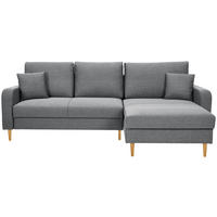 ECKSOFA in Flachgewebe Grau  - Eiche Wotan/Grau, Konventionell, Holz/Textil (255/157cm) - Carryhome