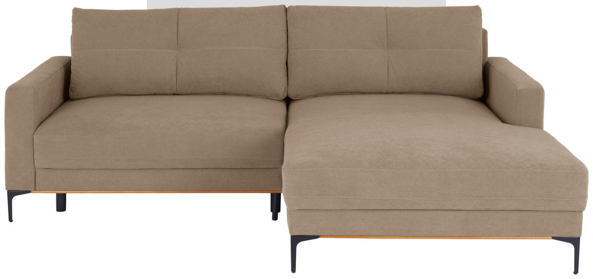 ECKSOFA in Hellbraun  - Hellbraun/Schwarz, Modern, Textil/Metall (238/162cm) - Ondega