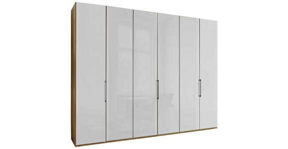 DREHTÜRENSCHRANK  in Weiß, Eiche Bianco  - Schieferfarben/Eiche Bianco, KONVENTIONELL, Glas/Holzwerkstoff (300/216/58cm) - Dieter Knoll