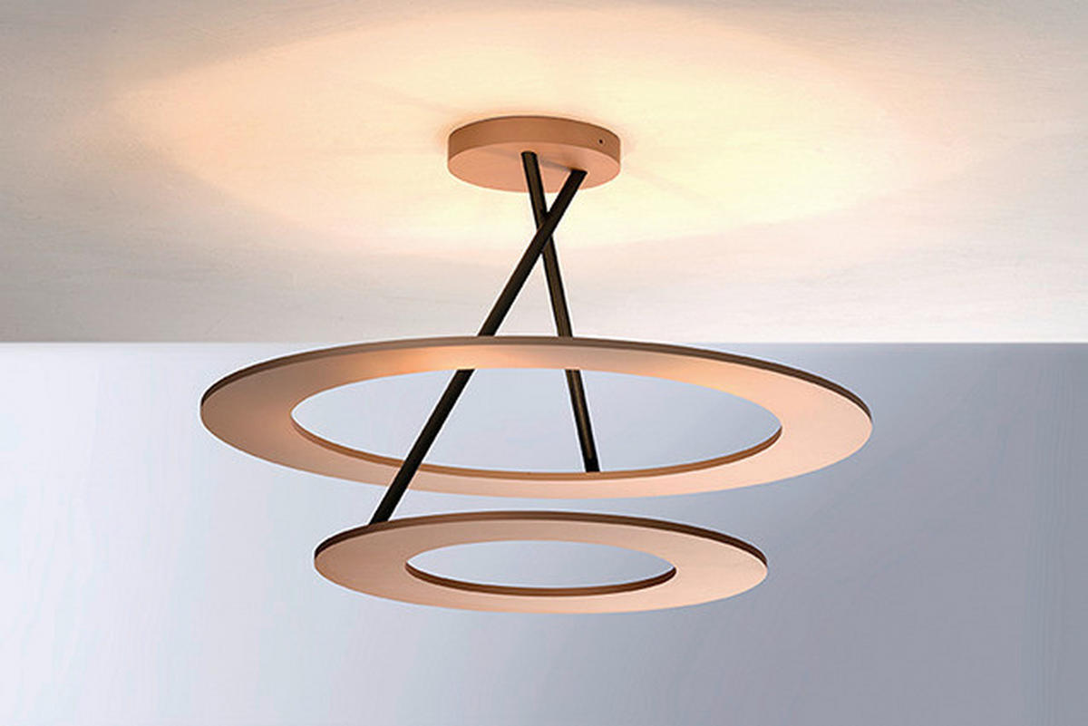 LED-DECKENLEUCHTE  45/30 cm    - Roségold/Schwarz, Basics, Metall (45/30cm) - BOPP