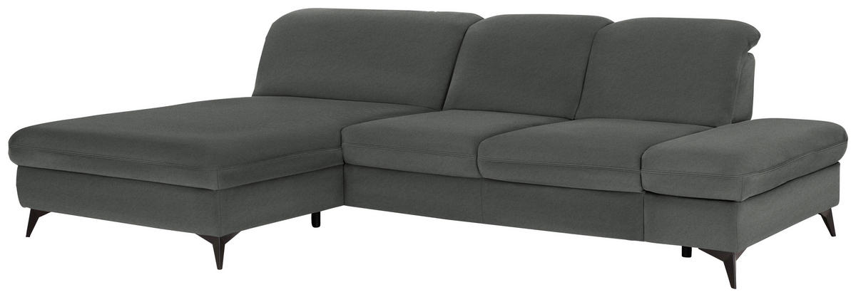 ECKSOFA  in Chenille Grau  198/288 cm  - Schwarz/Grau, Design, Textil/Metall (198/288cm) - Beldomo Style