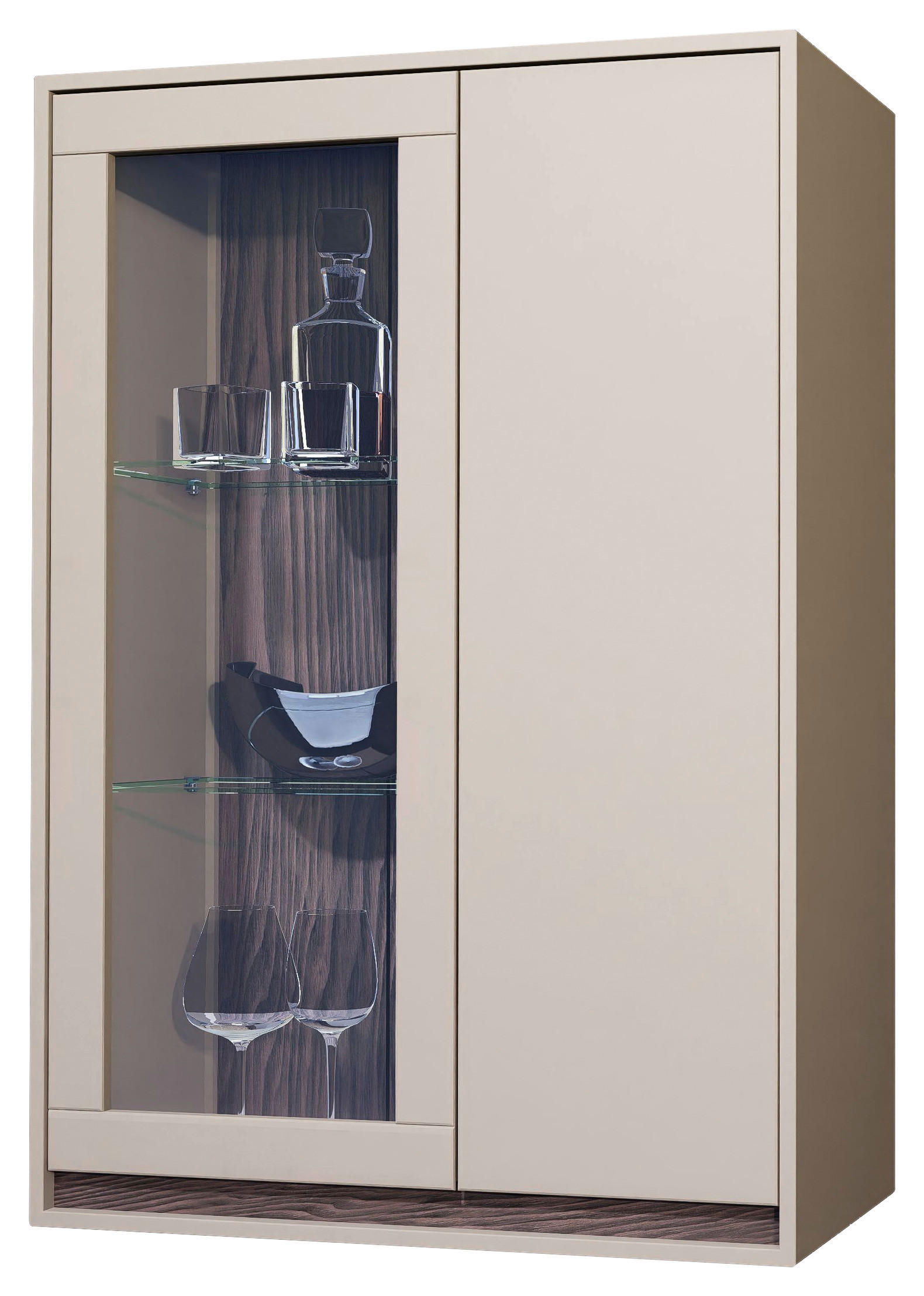 HÄNGEVITRINE Nussbaumfarben, Kaschmir  78/113/36 cm  - Kaschmir/Nussbaumfarben, Design, Glas/Holzwerkstoff (78/113/36cm) - Stylife