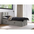 BOXBETT 90/200 cm,  in Hellgrau, gepolstertes Kopfteil, Bettkasten, Topper, H3 = fest  - Hellgrau/Schwarz, Design, Holzwerkstoff/Kunststoff (90/200cm) - Xora