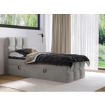 BOXBETT 90/200 cm,  in Hellgrau, gepolstertes Kopfteil, Bettkasten, Topper, H3 = fest  - Hellgrau/Schwarz, Design, Holzwerkstoff/Kunststoff (90/200cm) - Xora