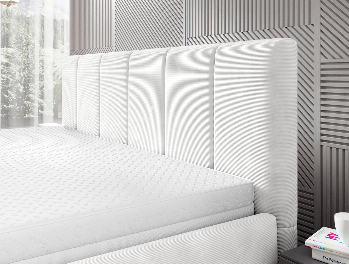 POLSTERBETT 180/200 cm  in Creme  - Creme/Schwarz, Trend, Holz/Textil (180/200cm) - home24