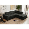 ECKSOFA Anthrazit Flachgewebe Schlaffunktion, Rücken echt, Kopfteilverstellung, Liegefläche im Originalstoff  - Anthrazit/Schwarz, KONVENTIONELL, Kunststoff/Textil (266/220cm) - Carryhome