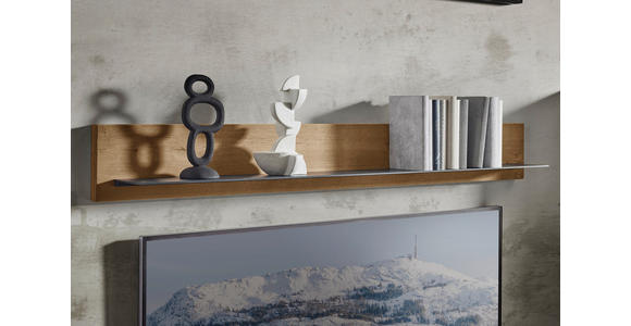 WOHNWAND  in Anthrazit, Kastanienfarben  244/190/47,1 cm  - Kastanienfarben/Anthrazit, Natur, Glas/Holz (244/190/47,1cm) - Valnatura