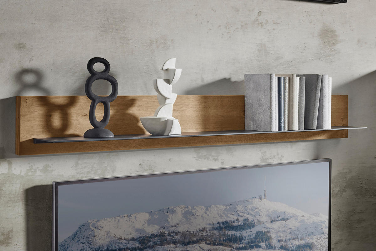 WOHNWAND  Anthrazit, Kastanienfarben 244/190/47,1 cm  - Kastanienfarben/Anthrazit, Natur, Glas/Holz (244/190/47,1cm) - Valnatura