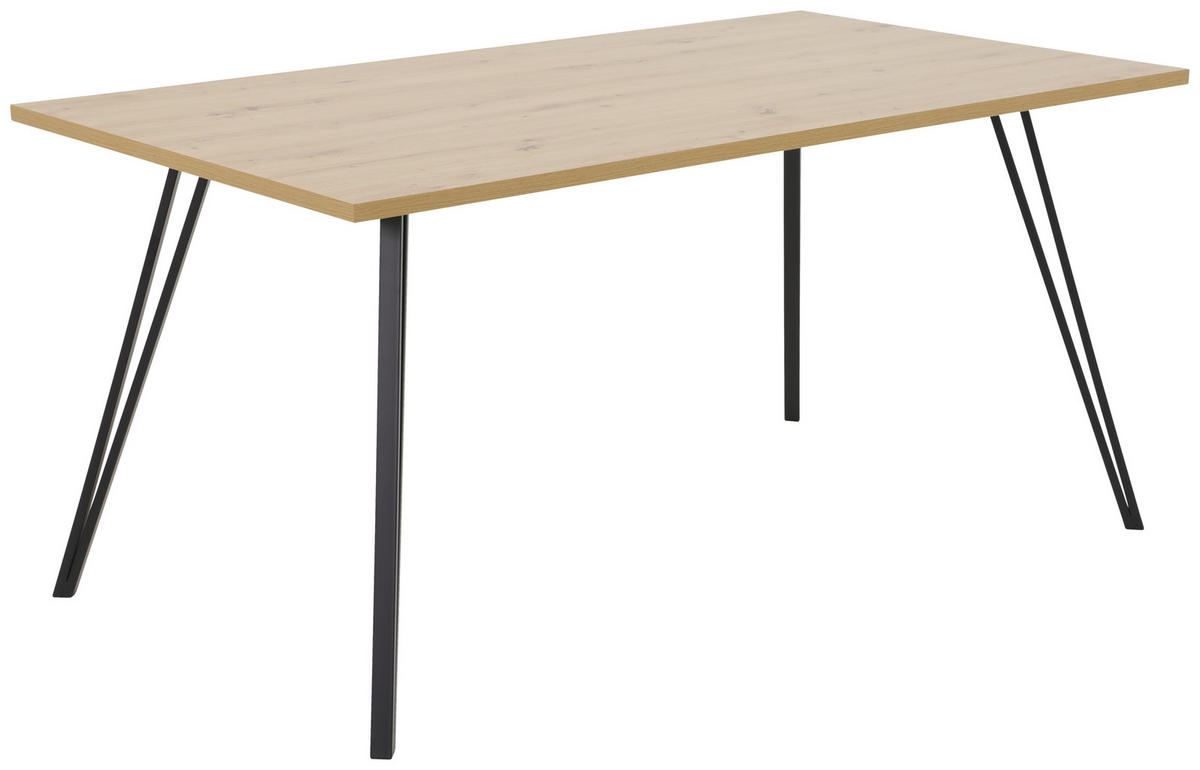 ESSTISCH in Holzwerkstoff 160/90/77 cm  - Schwarz/Eiche Artisan, KONVENTIONELL, Holzwerkstoff/Metall (160/90/77cm) - Carryhome