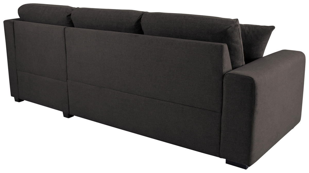 ECKSOFA LUKAS Dunkelbraun Struktur Zierkissen, Bettkasten  - Dunkelbraun, Trend, Textil (239/158cm) - P & B