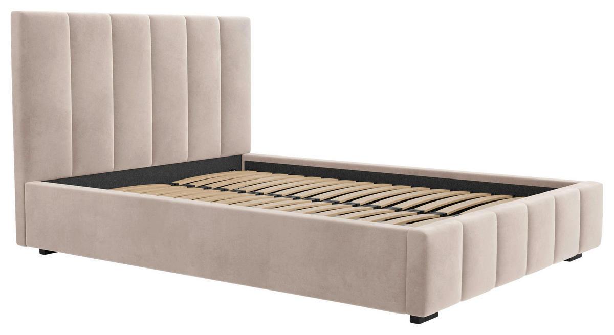 POLSTERBETT Lattenrost, Bettkasten 200/200 cm  in Beige  - Beige/Schwarz, Design, Holz/Kunststoff (200/200cm) - Boxxx
